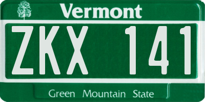 VT license plate ZKX141