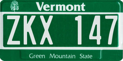 VT license plate ZKX147