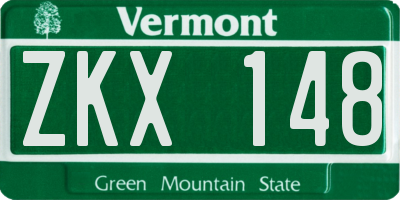 VT license plate ZKX148