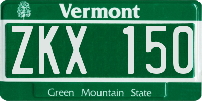 VT license plate ZKX150