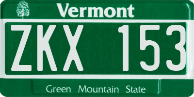 VT license plate ZKX153