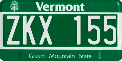 VT license plate ZKX155
