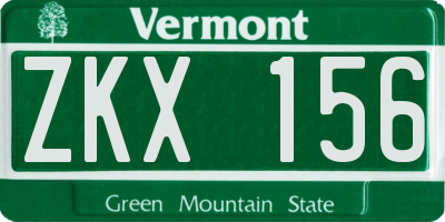 VT license plate ZKX156
