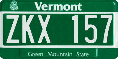 VT license plate ZKX157