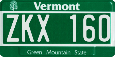 VT license plate ZKX160