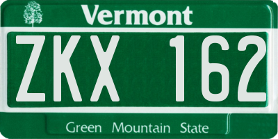 VT license plate ZKX162