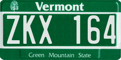 VT license plate ZKX164