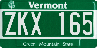 VT license plate ZKX165