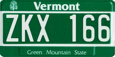 VT license plate ZKX166