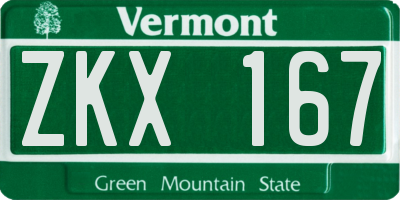 VT license plate ZKX167