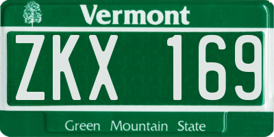 VT license plate ZKX169