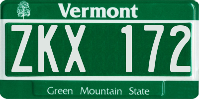 VT license plate ZKX172