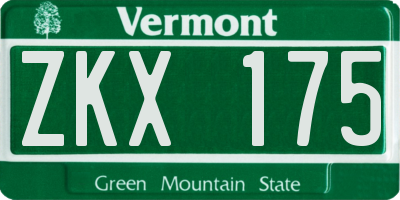 VT license plate ZKX175