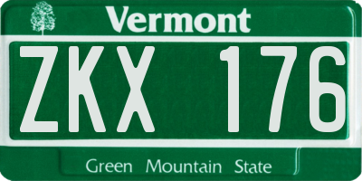VT license plate ZKX176