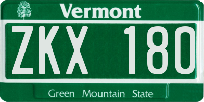 VT license plate ZKX180