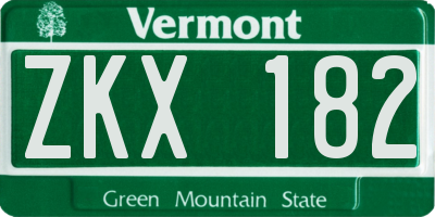 VT license plate ZKX182