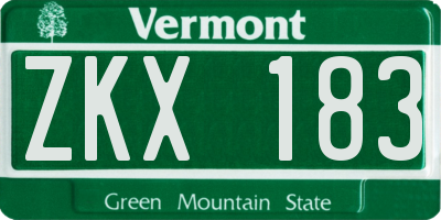 VT license plate ZKX183