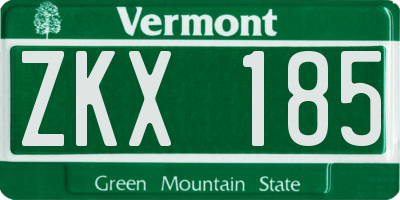 VT license plate ZKX185
