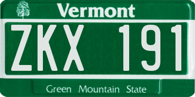 VT license plate ZKX191