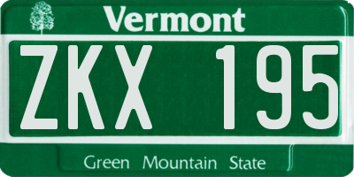 VT license plate ZKX195