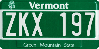 VT license plate ZKX197