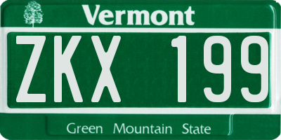 VT license plate ZKX199