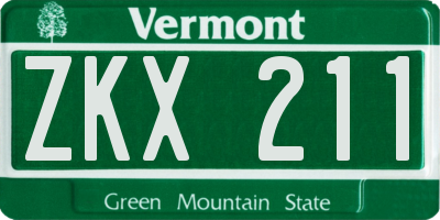 VT license plate ZKX211