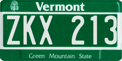 VT license plate ZKX213
