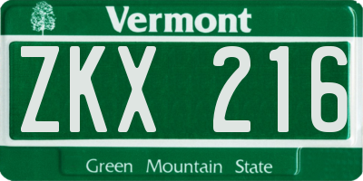 VT license plate ZKX216