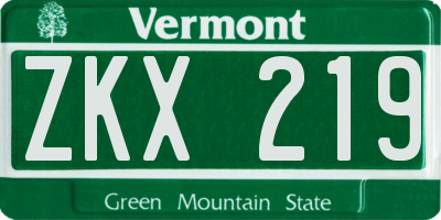 VT license plate ZKX219