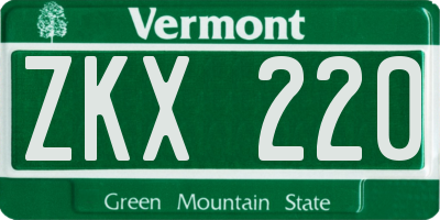 VT license plate ZKX220