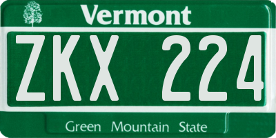 VT license plate ZKX224