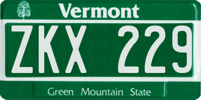 VT license plate ZKX229