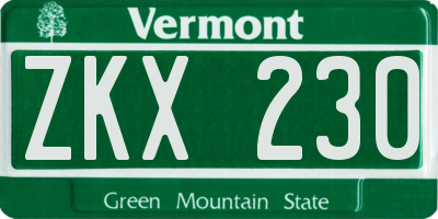 VT license plate ZKX230