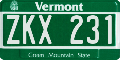 VT license plate ZKX231