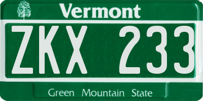 VT license plate ZKX233