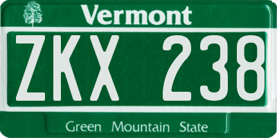 VT license plate ZKX238