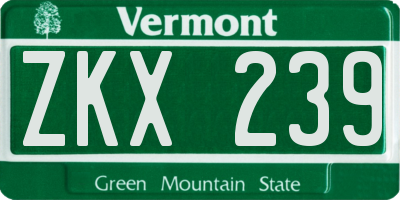 VT license plate ZKX239