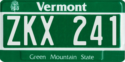 VT license plate ZKX241