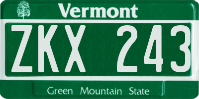 VT license plate ZKX243