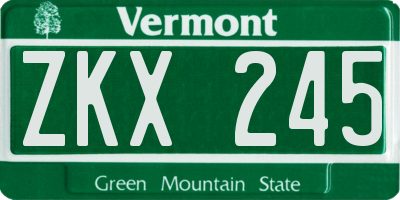 VT license plate ZKX245