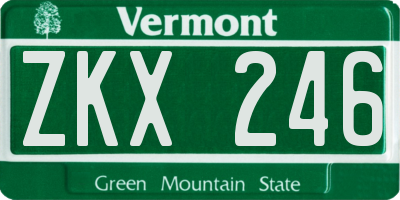 VT license plate ZKX246