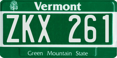 VT license plate ZKX261