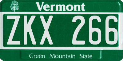 VT license plate ZKX266