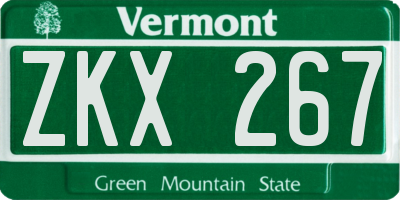 VT license plate ZKX267