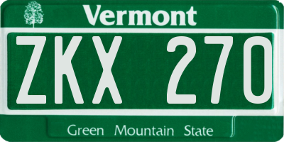 VT license plate ZKX270