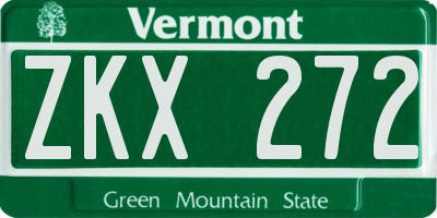 VT license plate ZKX272