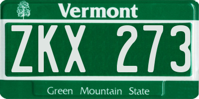 VT license plate ZKX273