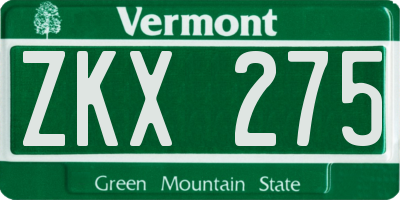 VT license plate ZKX275