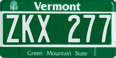 VT license plate ZKX277